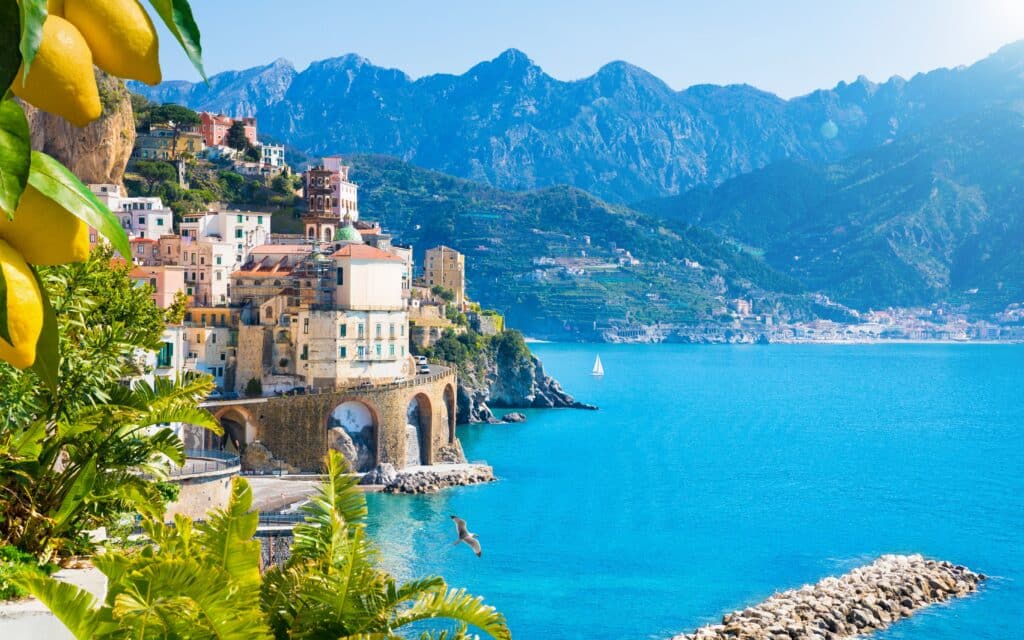 Small town Atrani on Amalfi Coast in province of Salerno, Campan